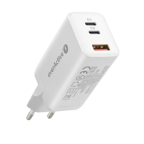 everActive GaN SC-650Q nástěnná nabíječka s USB portem a 2x USB-C PD PPS QC4+ 65W