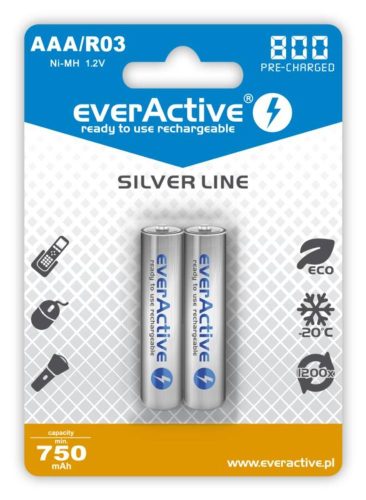 2x dobíjecí everActive R03/t.j. 800 mAh