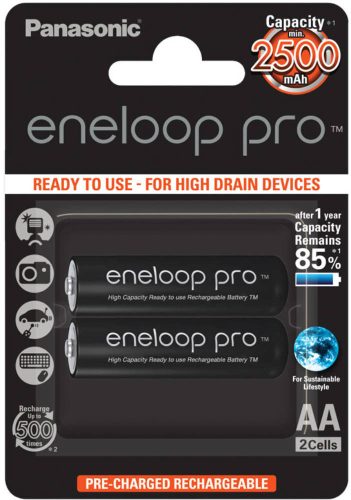 2x AA / R6 baterie Panasonic Eneloop PRO R6 AA 2500mAh BK-3HCDE