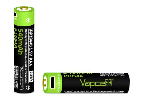 Baterie Vapcell P1054A velikosti AAA 1,5 V s kapacitou 540 mAh a nabíjecím portem 